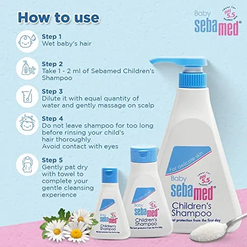 Sebamed Baby Shampoo 500ml|Ph 5.5| Camomile|Natural moisturisers|No tears formula|For delicate scalp