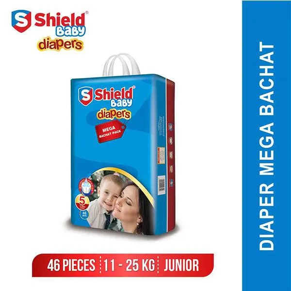 SHIELD BABY DIAPERS MEGA X.LARGE PACK 46PCS