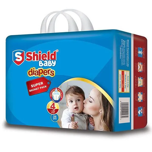 SHIELD BABY DIAPERS SUPER LARGE PACK 26PCS