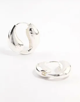 Silver Plated Tear Hoop Huggie Earrings