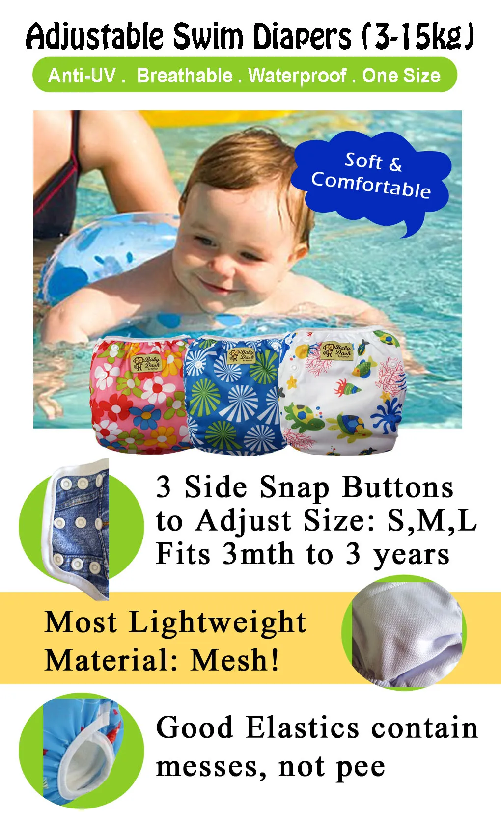 Size Adjustable Swim Diaper - Waves