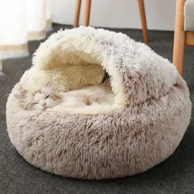 Super Soft Cat Dog Bed Kennel Winter Warm Round Dog Puppy Sleeping Cushion Long Plush Pet House