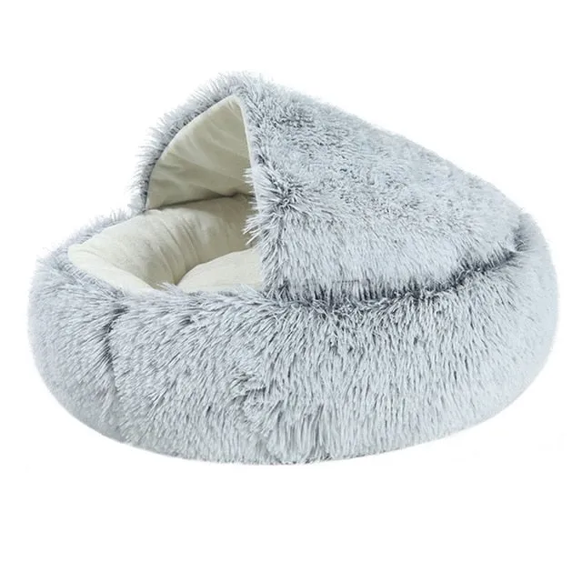 Super Soft Cat Dog Bed Kennel Winter Warm Round Dog Puppy Sleeping Cushion Long Plush Pet House