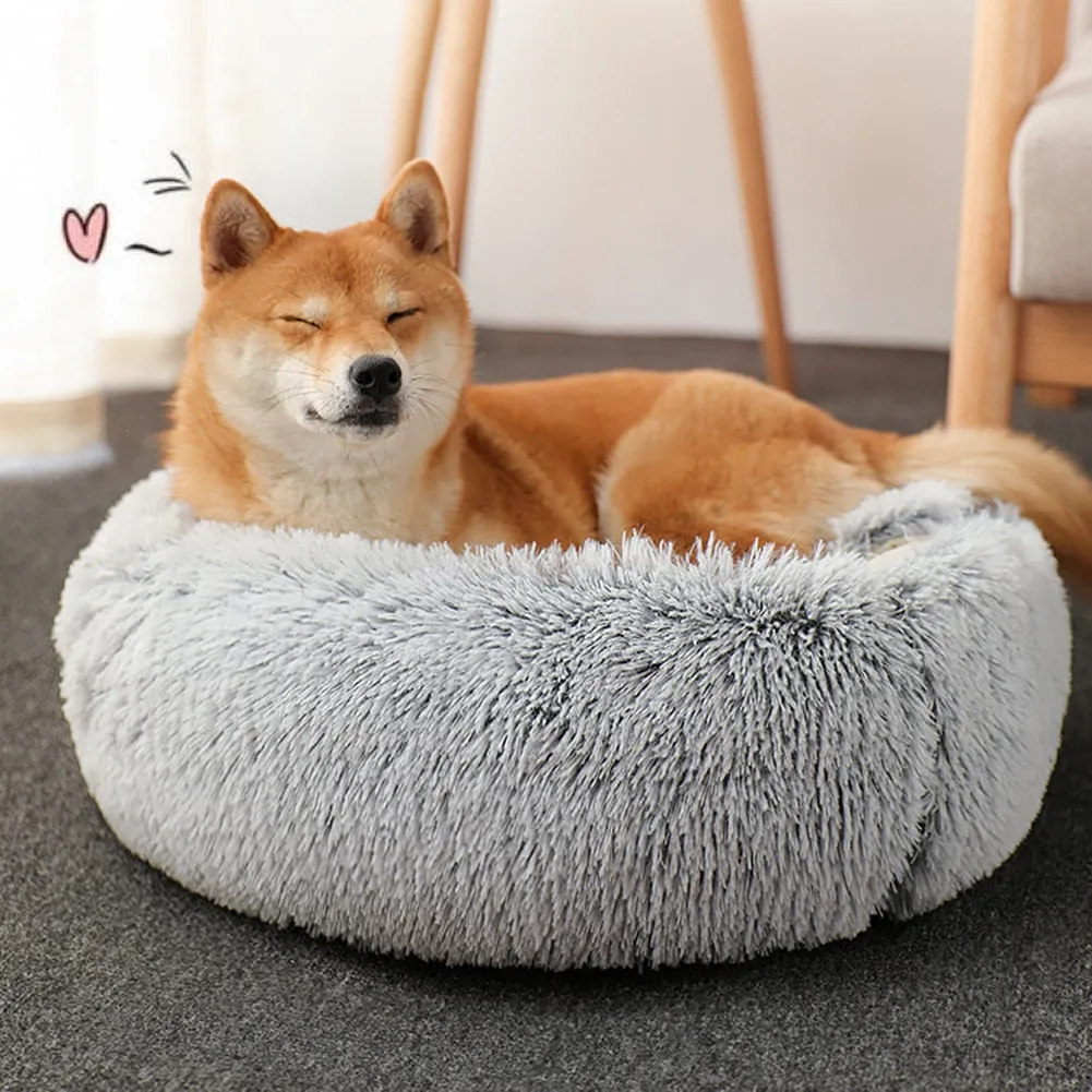 Super Soft Cat Dog Bed Kennel Winter Warm Round Dog Puppy Sleeping Cushion Long Plush Pet House