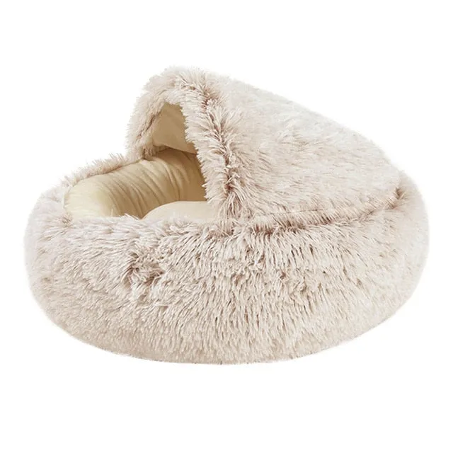 Super Soft Cat Dog Bed Kennel Winter Warm Round Dog Puppy Sleeping Cushion Long Plush Pet House