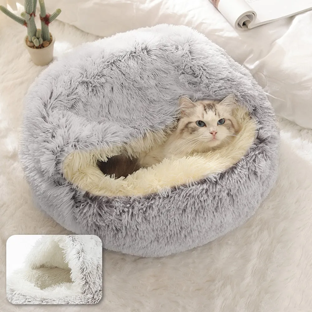 Super Soft Cat Dog Bed Kennel Winter Warm Round Dog Puppy Sleeping Cushion Long Plush Pet House