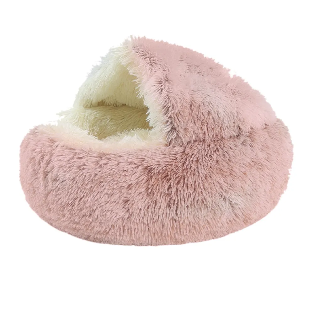 Super Soft Cat Dog Bed Kennel Winter Warm Round Dog Puppy Sleeping Cushion Long Plush Pet House