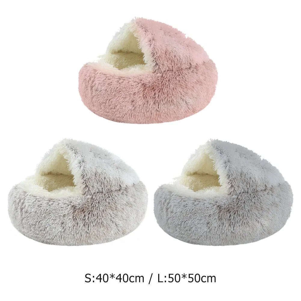 Super Soft Cat Dog Bed Kennel Winter Warm Round Dog Puppy Sleeping Cushion Long Plush Pet House