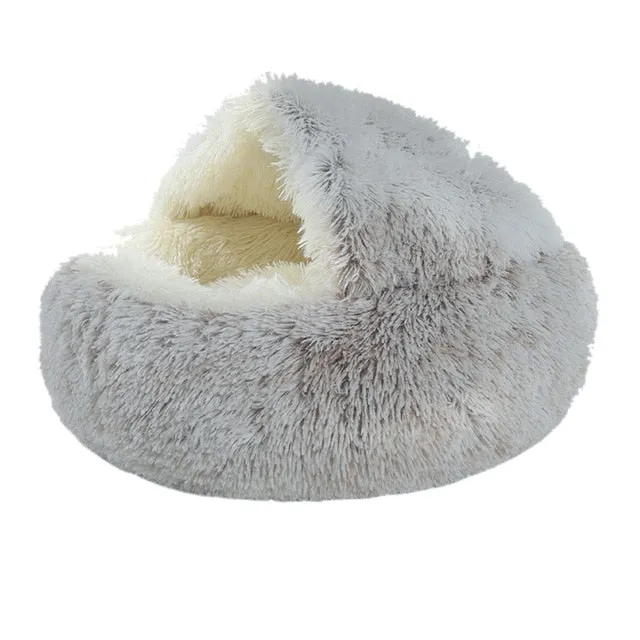 Super Soft Cat Dog Bed Kennel Winter Warm Round Dog Puppy Sleeping Cushion Long Plush Pet House