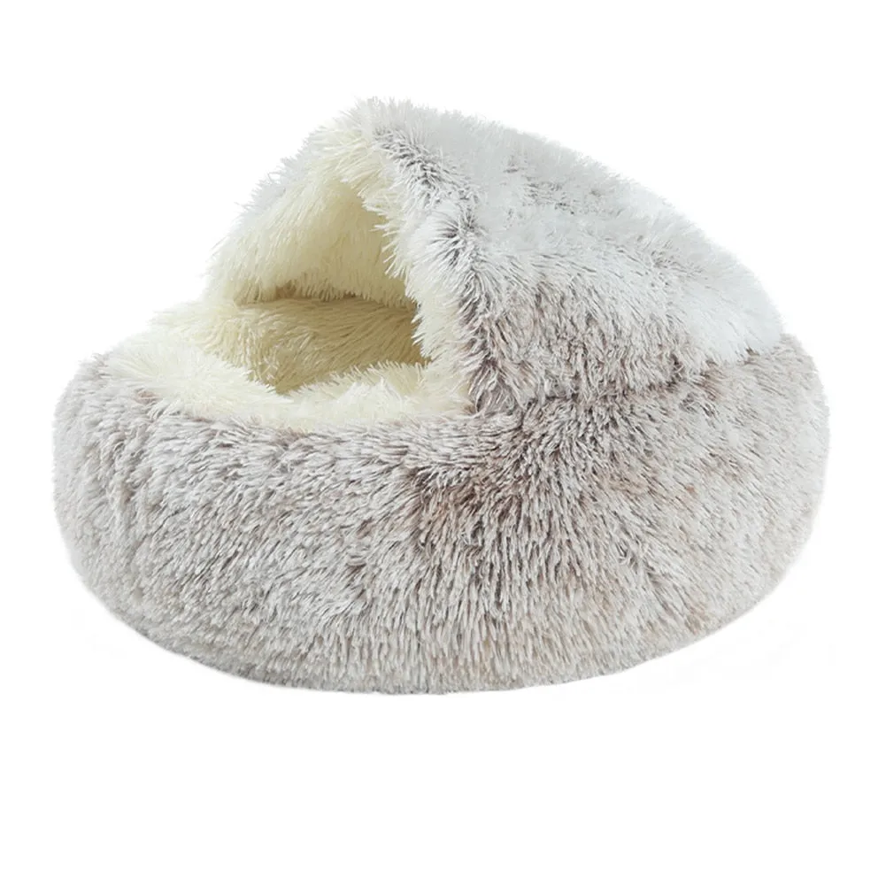 Super Soft Cat Dog Bed Kennel Winter Warm Round Dog Puppy Sleeping Cushion Long Plush Pet House