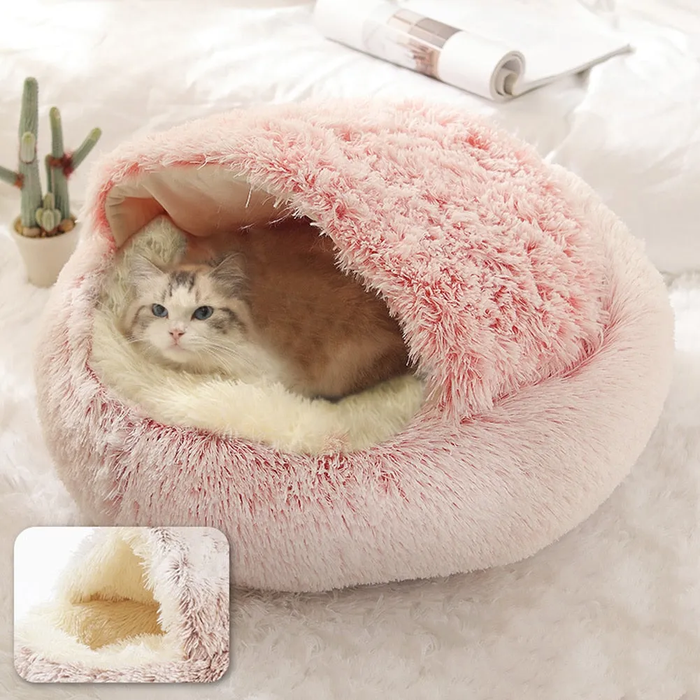 Super Soft Cat Dog Bed Kennel Winter Warm Round Dog Puppy Sleeping Cushion Long Plush Pet House