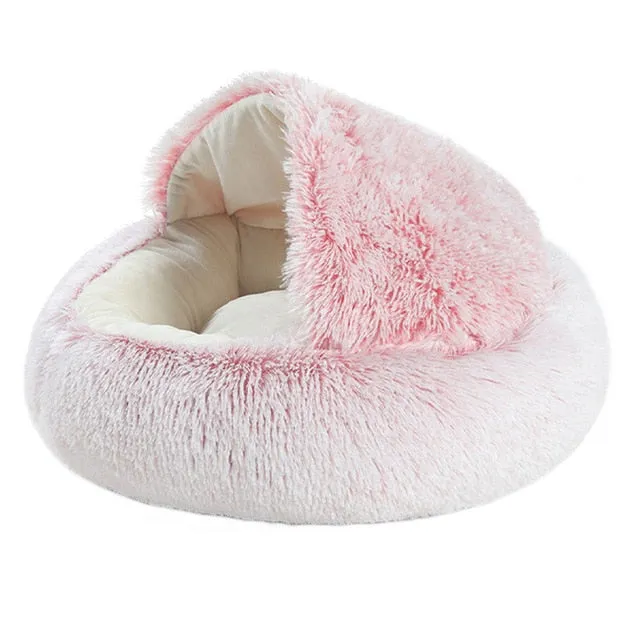 Super Soft Cat Dog Bed Kennel Winter Warm Round Dog Puppy Sleeping Cushion Long Plush Pet House