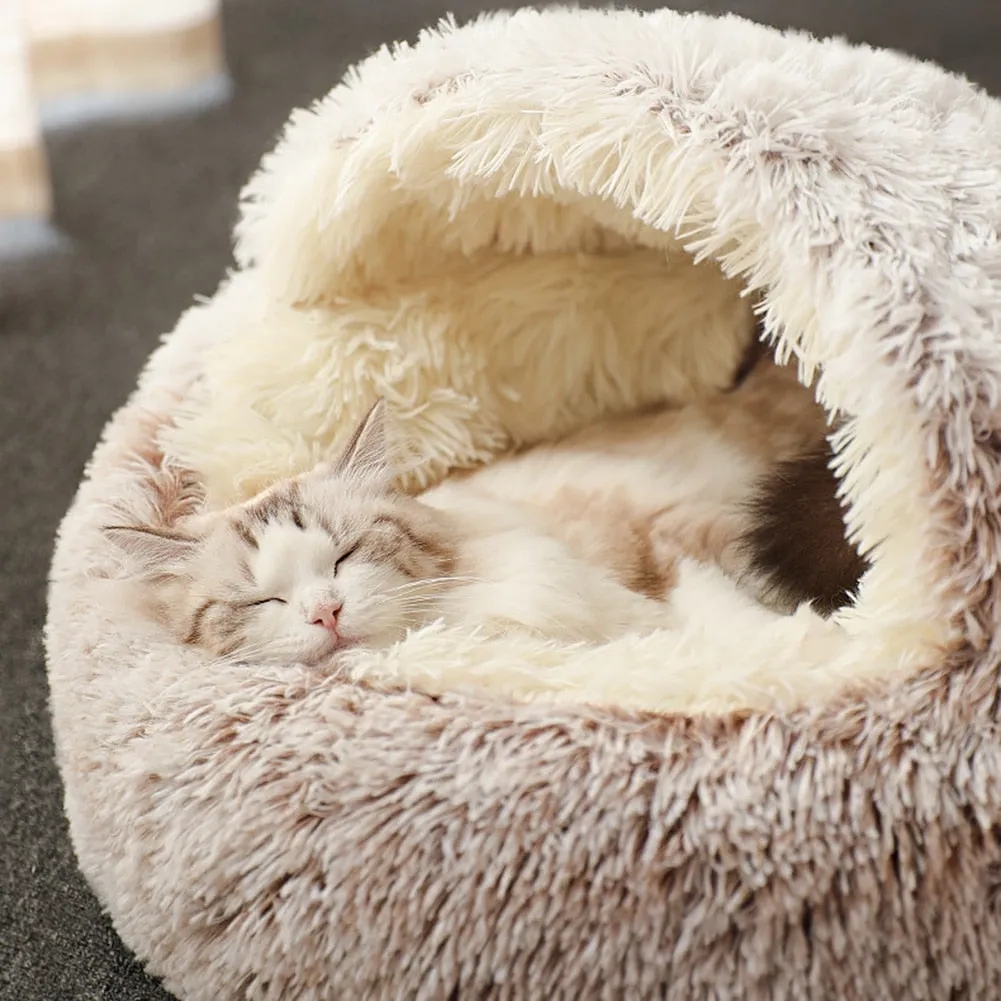 Super Soft Cat Dog Bed Kennel Winter Warm Round Dog Puppy Sleeping Cushion Long Plush Pet House