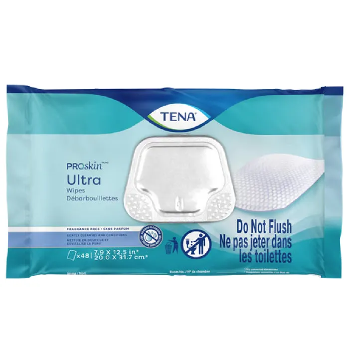 Tena ProSkin Ultra Adult Washcloths Wet Wipes 48 Count x 12 Per Case (576 Wipes)