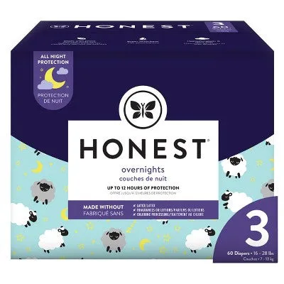 The Honest Company Clean Conscious Sleepy Sheep Disposable Overnight Diapers - Size 3 - 60ct