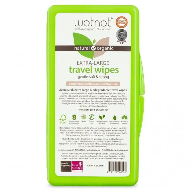 Wotnot Baby Wipes With Case 100% Biodegradable x20